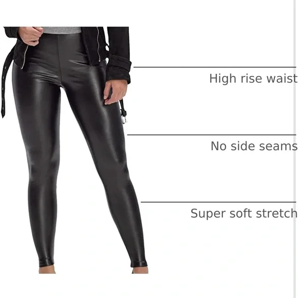 HUE Women's Black Faux Leather Pants - Picture 4 of 5
